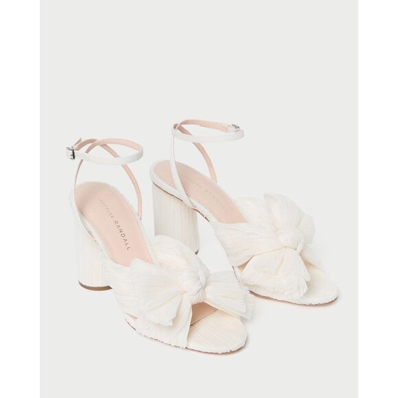 New Loeffler Randall Camellia Pearl Pleated Bow Heel sz 7.5